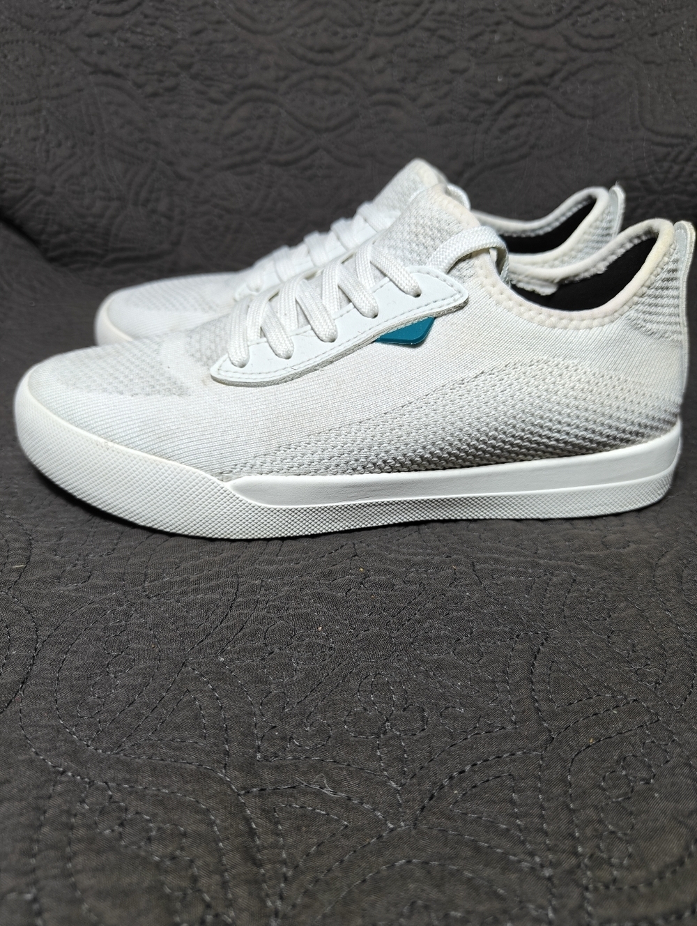VESSI Weekend Waterproof White Knit Casual Off White Lace Up Sneaker Women's 7